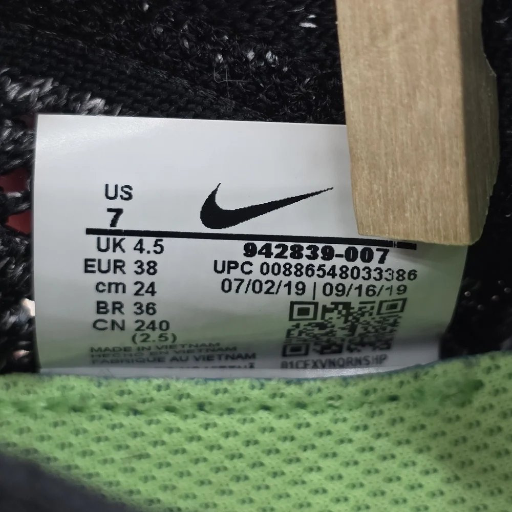 Nike Womens Free RN Flyknit Black Pink White Running Shoes 2019 942839-007 Sz 7